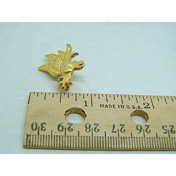 Vintage Road Runner Bird Brooch Blue Sapphire? Crystal Rhinestones Gold Tone 1x1 - Picture 12 of 12
